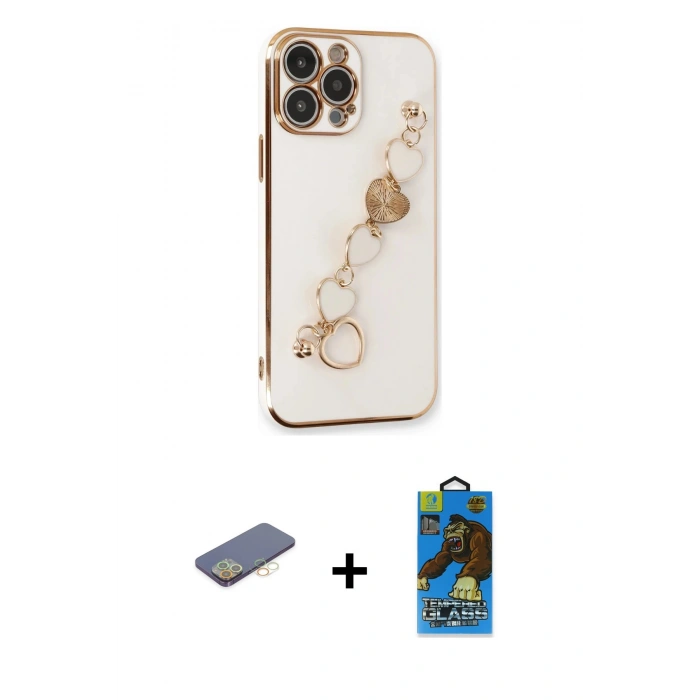 MARSİLYAN™- iPhone 13 Pro Max Kılıf Nova Işık Prime - Siyah 18D Cam Ekran Koruyucu + Renkli Kamera Lens Koruma Cam - SI