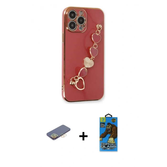 MARSİLYAN™- iPhone 13 Pro Max Kılıf Nova Işık Prime - Siyah 18D Cam Ekran Koruyucu + Renkli Kamera Lens Koruma Cam - SI