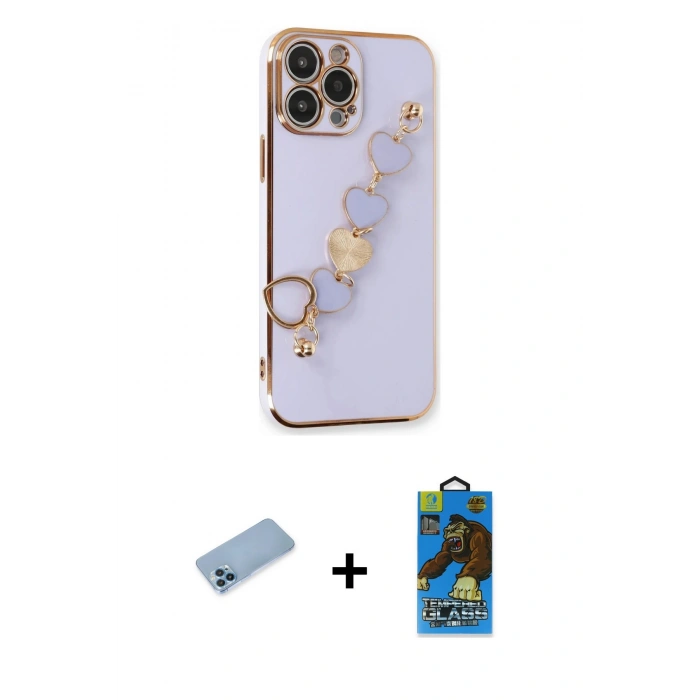 MARSİLYAN™- iPhone 13 Pro Max Kılıf Nova Işık Prime - Siyah 18D Cam Ekran Koruyucu + Shine Kamera Lens Koruma Cam - MI