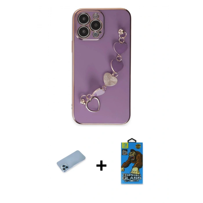 MARSİLYAN™- iPhone 13 Pro Max Kılıf Nova Işık Prime - Siyah 18D Cam Ekran Koruyucu + Shine Kamera Lens Koruma Cam - MI