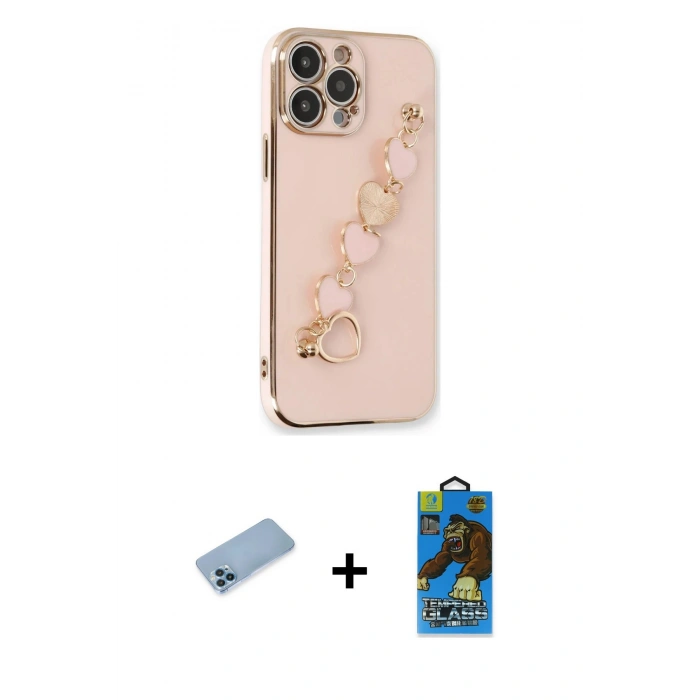 MARSİLYAN™- iPhone 13 Pro Max Kılıf Nova Işık Prime - Siyah 18D Cam Ekran Koruyucu + Shine Kamera Lens Koruma Cam - MI
