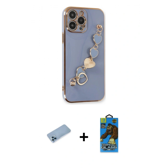MARSİLYAN™- iPhone 13 Pro Max Kılıf Nova Işık Prime - Siyah 18D Cam Ekran Koruyucu + Shine Kamera Lens Koruma Cam - MI