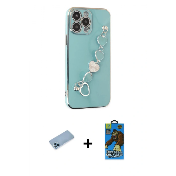 MARSİLYAN™- iPhone 13 Pro Max Kılıf Nova Işık Prime - Siyah 18D Cam Ekran Koruyucu + Shine Kamera Lens Koruma Cam - MI