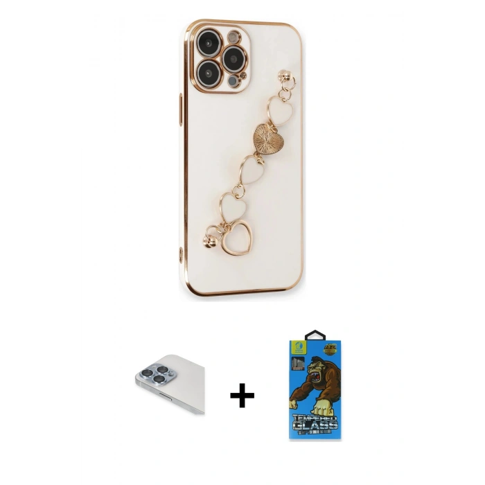 MARSİLYAN™- iPhone 13 Pro Max Kılıf Nova Işık Prime - Siyah 18D Cam Ekran Koruyucu + Sierra Blue Pers Alüminyum Kamera Lens