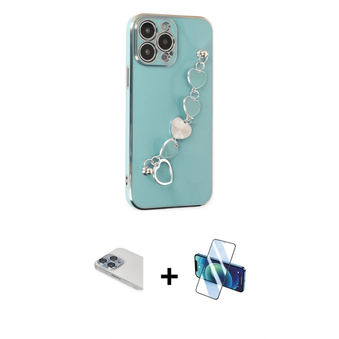 MARSİLYAN™- iPhone 13 Pro Max Kılıf Nova Işık Prime - Siyah 3D Antistatik Cam Ekran Koruyucu + Pers Alüminyum Kamera Lens - SABE