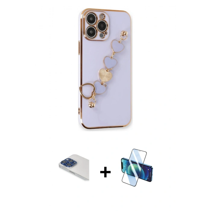MARSİLYAN™- iPhone 13 Pro Max Kılıf Nova Işık Prime - Siyah 3D Antistatik Cam Ekran Koruyucu + Pers Alüminyum Kamera Lens - LT