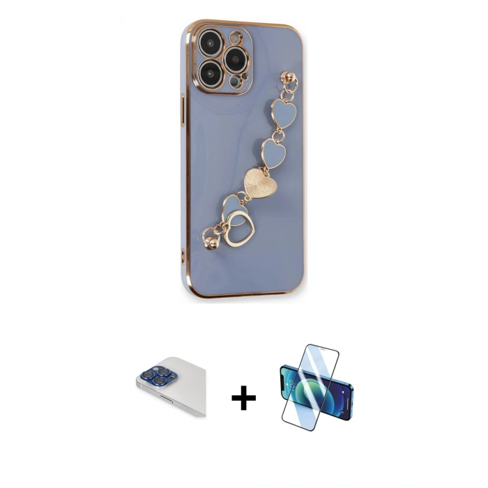 MARSİLYAN™- iPhone 13 Pro Max Kılıf Nova Işık Prime - Siyah 3D Antistatik Cam Ekran Koruyucu + Pers Alüminyum Kamera Lens - LT