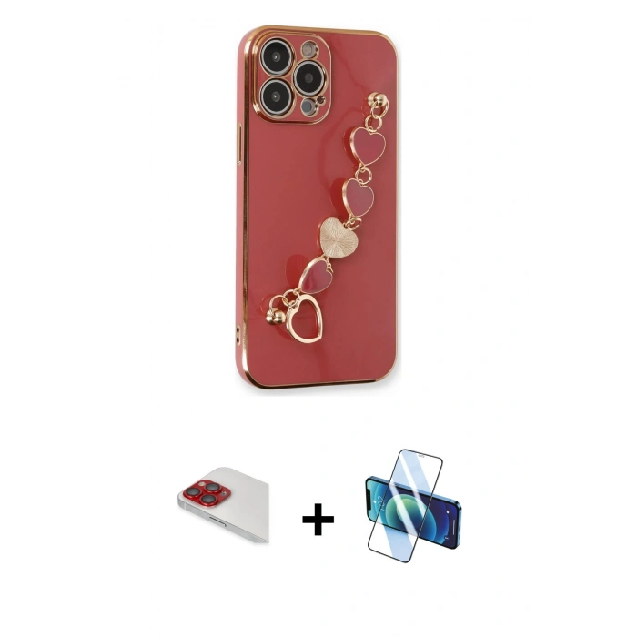 MARSİLYAN™- iPhone 13 Pro Max Kılıf Nova Işık Prime - Siyah 3D Antistatik Cam Ekran Koruyucu + Pers Alüminyum Kamera Lens - KI
