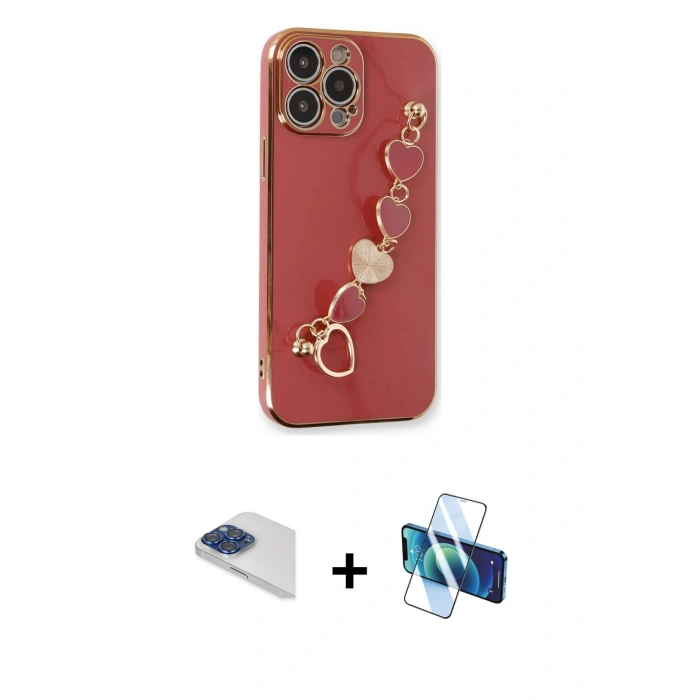 MARSİLYAN™- iPhone 13 Pro Max Kılıf Nova Işık Prime - Siyah 3D Antistatik Cam Ekran Koruyucu + Pers Alüminyum Kamera Lens - LT