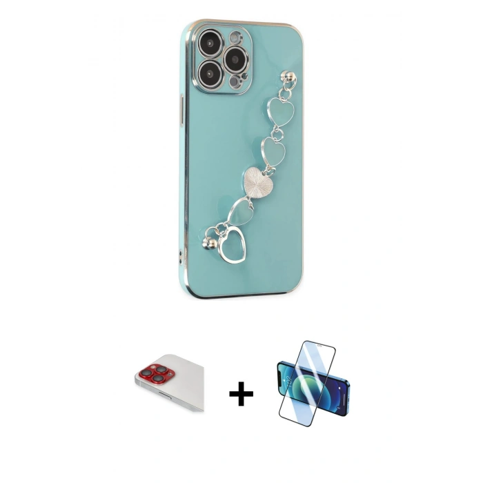 MARSİLYAN™- iPhone 13 Pro Max Kılıf Nova Işık Prime - Siyah 3D Antistatik Cam Ekran Koruyucu + Pers Alüminyum Kamera Lens - KI