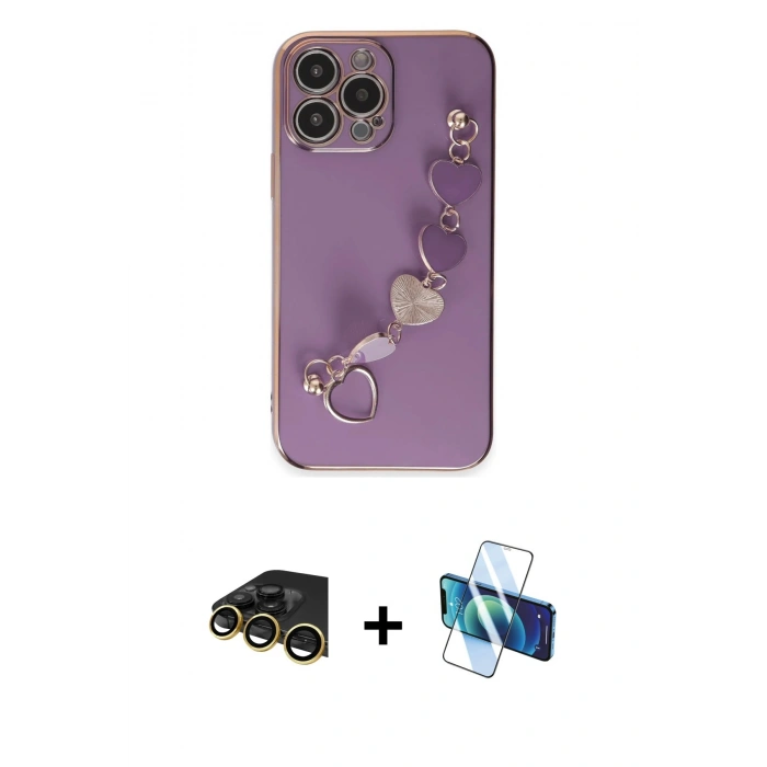 MARSİLYAN™- iPhone 13 Pro Max Kılıf Nova Işık Prime - Siyah 3D Antistatik Cam Ekran Koruyucu + Raze Metal Kamera Lens - GD