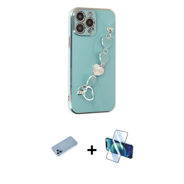 MARSİLYAN™- iPhone 13 Pro Max Kılıf Nova Işık Prime - Siyah 3D Antistatik Cam Ekran Koruyucu + Shine Kamera Lens Koruma Cam - MI