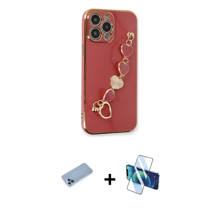 MARSİLYAN™- iPhone 13 Pro Max Kılıf Nova Işık Prime - Siyah 3D Antistatik Cam Ekran Koruyucu + Shine Kamera Lens Koruma Cam - MI