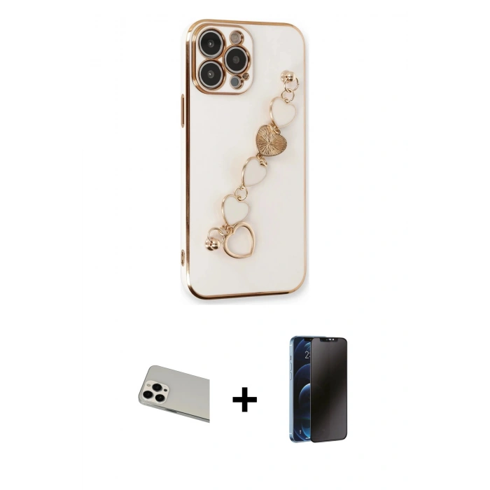 MARSİLYAN™- iPhone 13 Pro Max Kılıf Nova Işık Prime - Siyah 3D Antistatik Hayalet Cam Ekran Koruyucu + Rainbow Kamera Lens Koruma Cam - BZ