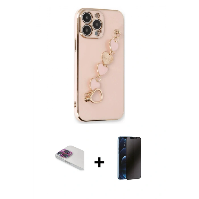 MARSİLYAN™- iPhone 13 Pro Max Kılıf Nova Işık Prime - Siyah 3D Antistatik Hayalet Cam Ekran Koruyucu + Pers Alüminyum Kamera Lens - GI