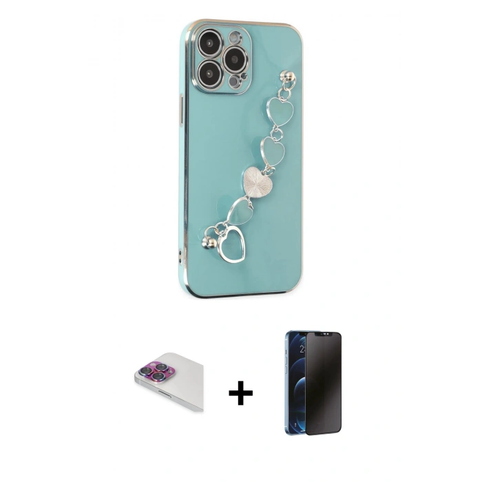 MARSİLYAN™- iPhone 13 Pro Max Kılıf Nova Işık Prime - Siyah 3D Antistatik Hayalet Cam Ekran Koruyucu + Pers Alüminyum Kamera Lens - GI