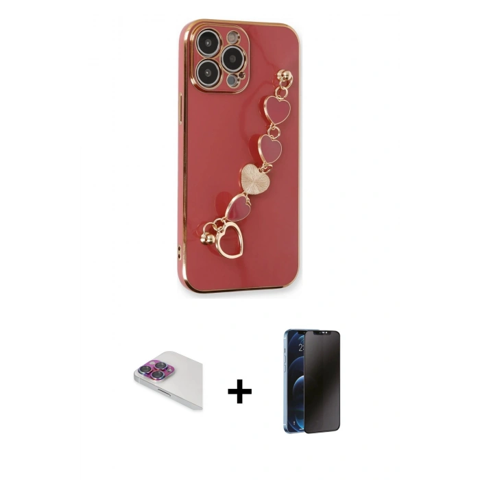 MARSİLYAN™- iPhone 13 Pro Max Kılıf Nova Işık Prime - Siyah 3D Antistatik Hayalet Cam Ekran Koruyucu + Pers Alüminyum Kamera Lens - GI