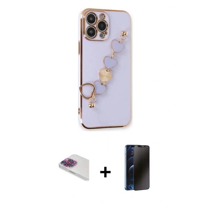 MARSİLYAN™- iPhone 13 Pro Max Kılıf Nova Işık Prime - Siyah 3D Antistatik Hayalet Cam Ekran Koruyucu + Pers Alüminyum Kamera Lens - GI