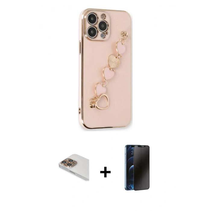 MARSİLYAN™- iPhone 13 Pro Max Kılıf Nova Işık Prime - Siyah 3D Antistatik Hayalet Cam Ekran Koruyucu + Pers Alüminyum Kamera Lens - GD