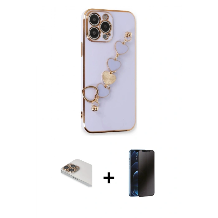 MARSİLYAN™- iPhone 13 Pro Max Kılıf Nova Işık Prime - Siyah 3D Antistatik Hayalet Cam Ekran Koruyucu + Pers Alüminyum Kamera Lens - GD