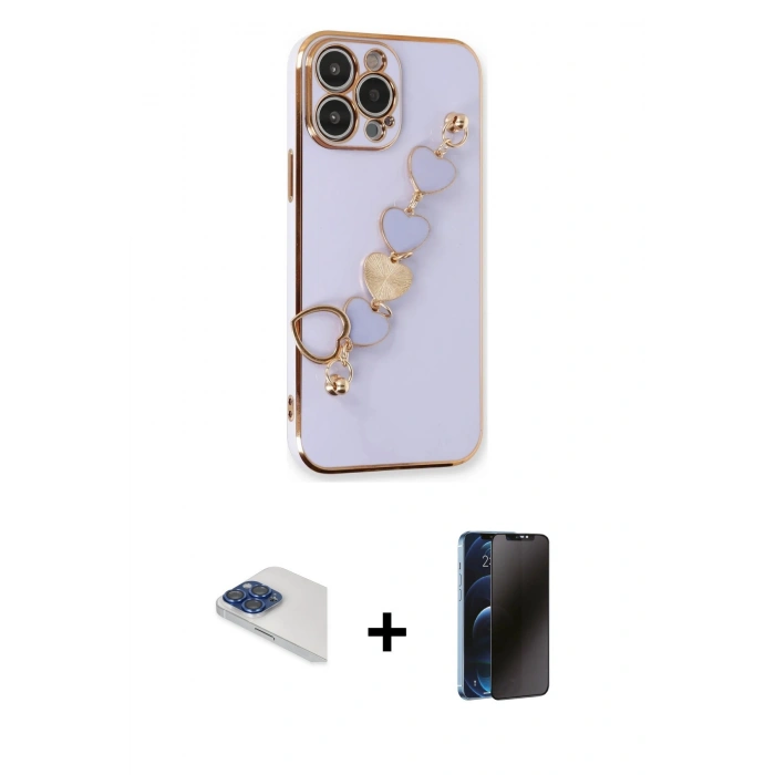 MARSİLYAN™- iPhone 13 Pro Max Kılıf Nova Işık Prime - Siyah 3D Antistatik Hayalet Cam Ekran Koruyucu + Pers Alüminyum Kamera Lens - LT