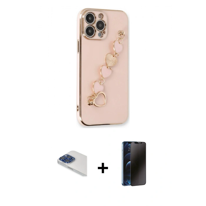 MARSİLYAN™- iPhone 13 Pro Max Kılıf Nova Işık Prime - Siyah 3D Antistatik Hayalet Cam Ekran Koruyucu + Pers Alüminyum Kamera Lens - LT