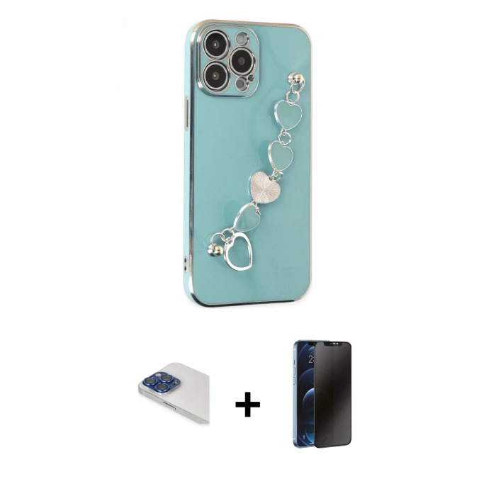MARSİLYAN™- iPhone 13 Pro Max Kılıf Nova Işık Prime - Siyah 3D Antistatik Hayalet Cam Ekran Koruyucu + Pers Alüminyum Kamera Lens - LT