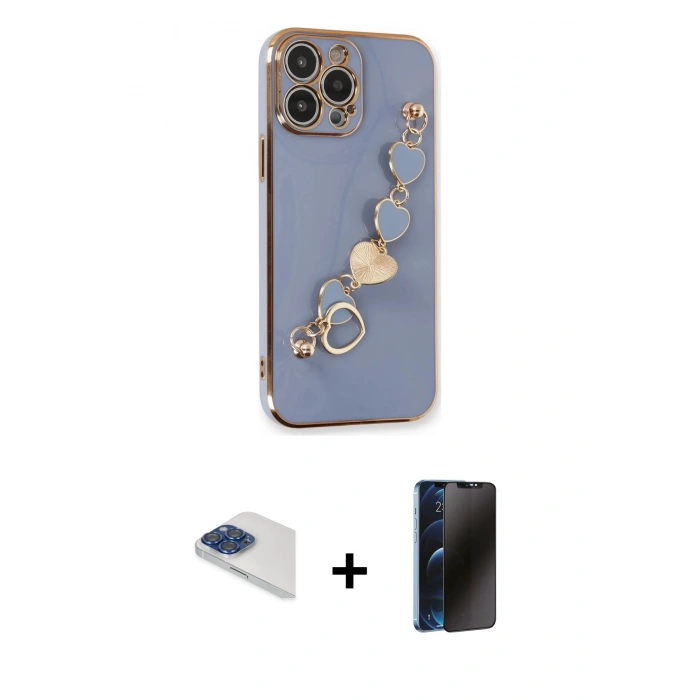 MARSİLYAN™- iPhone 13 Pro Max Kılıf Nova Işık Prime - Siyah 3D Antistatik Hayalet Cam Ekran Koruyucu + Pers Alüminyum Kamera Lens - LT