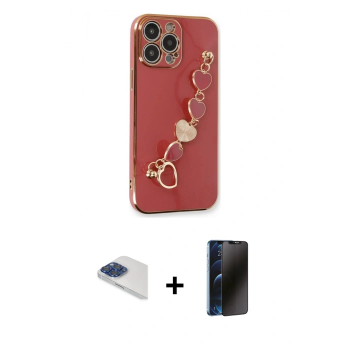 MARSİLYAN™- iPhone 13 Pro Max Kılıf Nova Işık Prime - Siyah 3D Antistatik Hayalet Cam Ekran Koruyucu + Pers Alüminyum Kamera Lens - LT