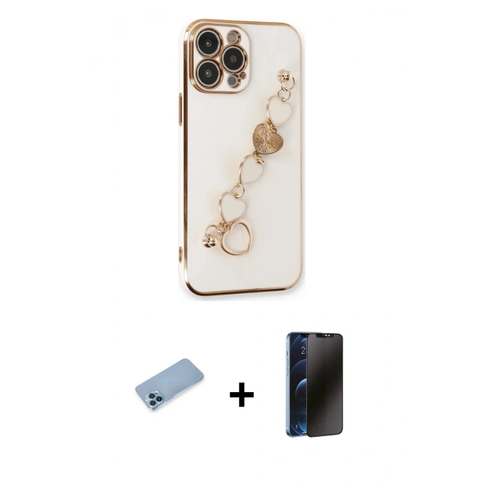 MARSİLYAN™- iPhone 13 Pro Max Kılıf Nova Işık Prime - Siyah 3D Antistatik Hayalet Cam Ekran Koruyucu + Shine Kamera Lens Koruma Cam - MI