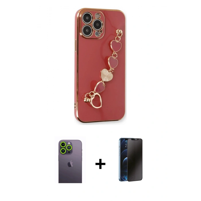 MARSİLYAN™- iPhone 13 Pro Max Kılıf Nova Işık Prime - Siyah 3D Antistatik Hayalet Cam Ekran Koruyucu + Neon Fosforlu Kamera Lens - YL