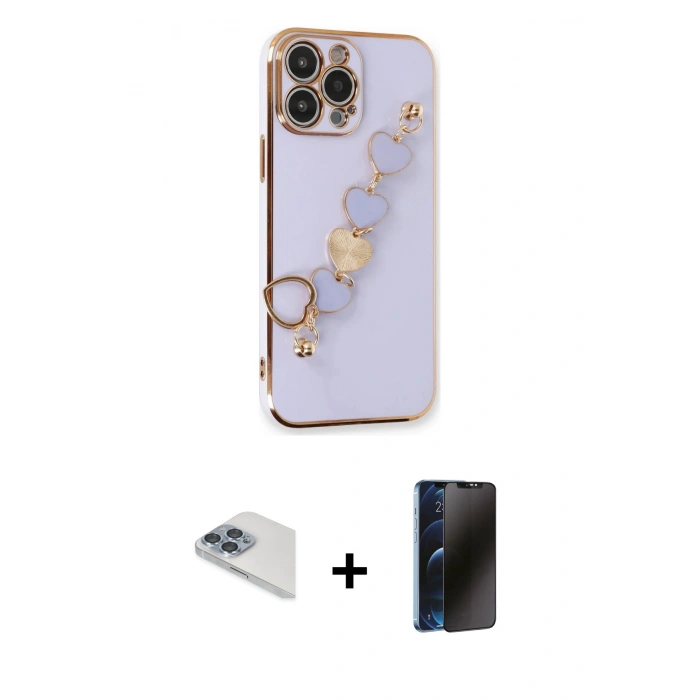 MARSİLYAN™- iPhone 13 Pro Max Kılıf Nova Işık Prime - Siyah 3D Antistatik Hayalet Cam Ekran Koruyucu + Pers Alüminyum Kamera Lens - SABE