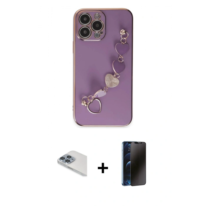MARSİLYAN™- iPhone 13 Pro Max Kılıf Nova Işık Prime - Siyah 3D Antistatik Hayalet Cam Ekran Koruyucu + Pers Alüminyum Kamera Lens - SABE