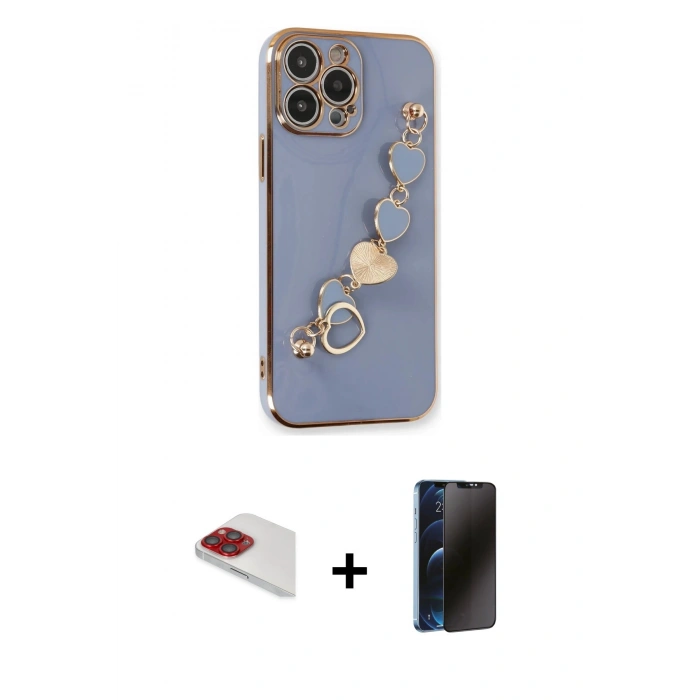 MARSİLYAN™- iPhone 13 Pro Max Kılıf Nova Işık Prime - Siyah 3D Antistatik Hayalet Cam Ekran Koruyucu + Pers Alüminyum Kamera Lens - KI