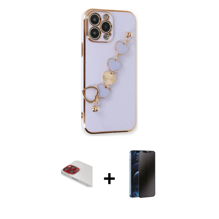 MARSİLYAN™- iPhone 13 Pro Max Kılıf Nova Işık Prime - Siyah 3D Antistatik Hayalet Cam Ekran Koruyucu + Pers Alüminyum Kamera Lens - KI