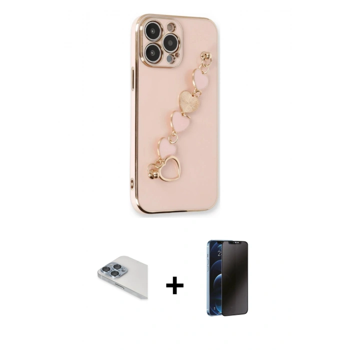 MARSİLYAN™- iPhone 13 Pro Max Kılıf Nova Işık Prime - Siyah 3D Antistatik Hayalet Cam Ekran Koruyucu + Pers Alüminyum Kamera Lens - SABE
