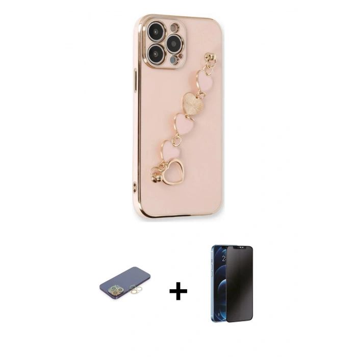 MARSİLYAN™- iPhone 13 Pro Max Kılıf Nova Işık Prime - Siyah 3D Antistatik Hayalet Cam Ekran Koruyucu + Renkli Kamera Lens Koruma Cam - SI