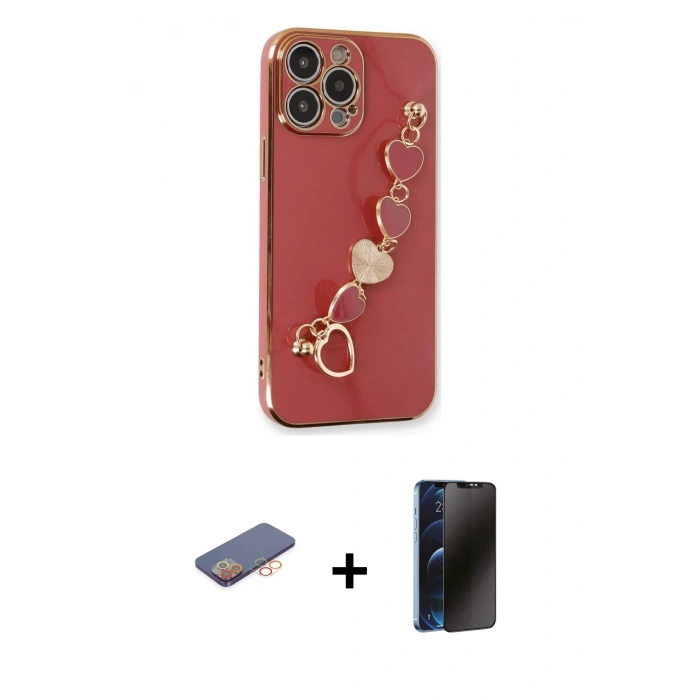 MARSİLYAN™- iPhone 13 Pro Max Kılıf Nova Işık Prime - Siyah 3D Antistatik Hayalet Cam Ekran Koruyucu + Renkli Kamera Lens Koruma Cam - TU