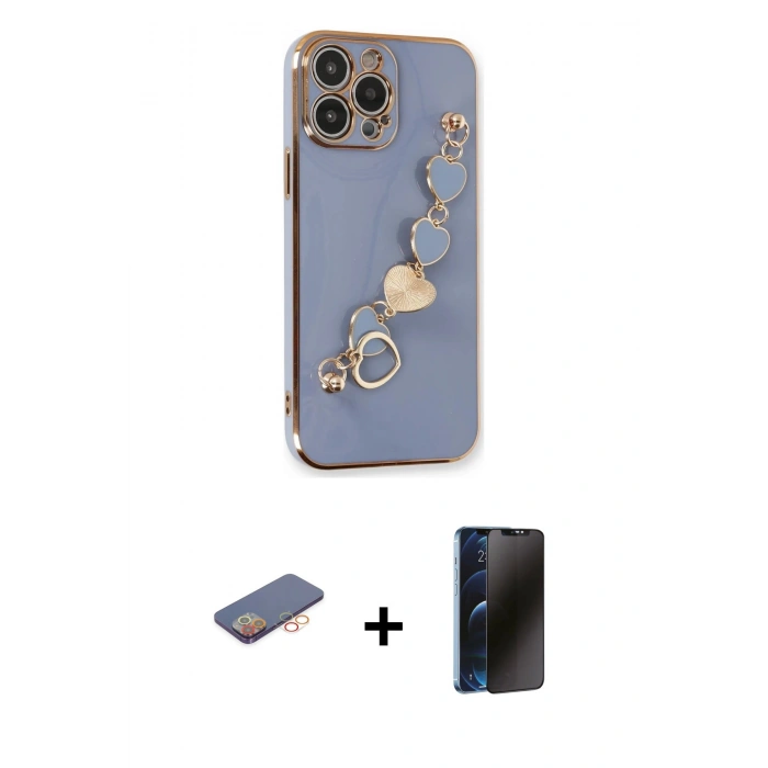 MARSİLYAN™- iPhone 13 Pro Max Kılıf Nova Işık Prime - Siyah 3D Antistatik Hayalet Cam Ekran Koruyucu + Renkli Kamera Lens Koruma Cam - TU