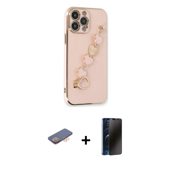 MARSİLYAN™- iPhone 13 Pro Max Kılıf Nova Işık Prime - Siyah 3D Antistatik Hayalet Cam Ekran Koruyucu + Renkli Kamera Lens Koruma Cam - TU