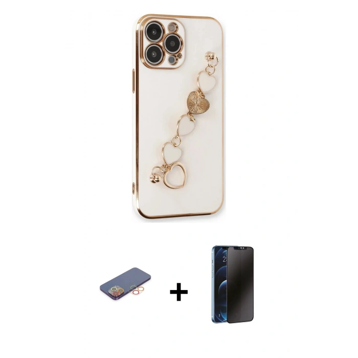 MARSİLYAN™- iPhone 13 Pro Max Kılıf Nova Işık Prime - Siyah 3D Antistatik Hayalet Cam Ekran Koruyucu + Renkli Kamera Lens Koruma Cam - TU