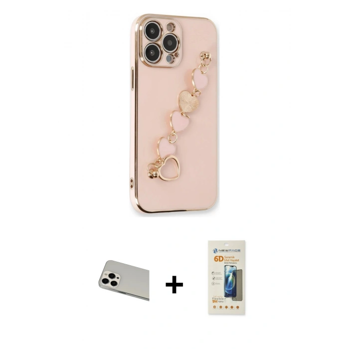 MARSİLYAN™- iPhone 13 Pro Max Kılıf Nova Işık Prime - Siyah 6D Mat Seramik Hayalet Nano Ekran Koruyucu + Rainbow Kamera Lens Koruma Cam - BZ