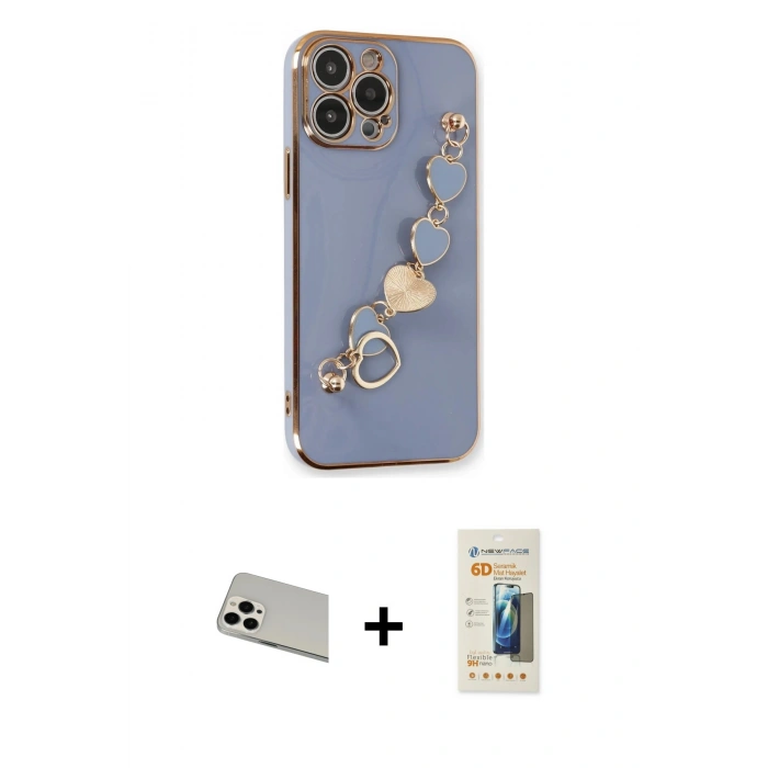 MARSİLYAN™- iPhone 13 Pro Max Kılıf Nova Işık Prime - Siyah 6D Mat Seramik Hayalet Nano Ekran Koruyucu + Rainbow Kamera Lens Koruma Cam - BZ