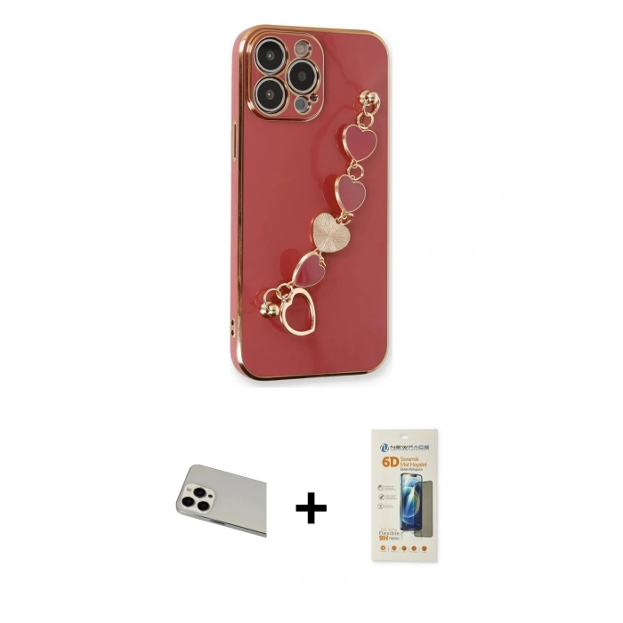 MARSİLYAN™- iPhone 13 Pro Max Kılıf Nova Işık Prime - Siyah 6D Mat Seramik Hayalet Nano Ekran Koruyucu + Rainbow Kamera Lens Koruma Cam - BZ
