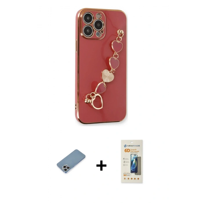 MARSİLYAN™- iPhone 13 Pro Max Kılıf Nova Işık Prime - Siyah 6D Mat Seramik Hayalet Nano Ekran Koruyucu + Shine Kamera Lens Koruma Cam - GI