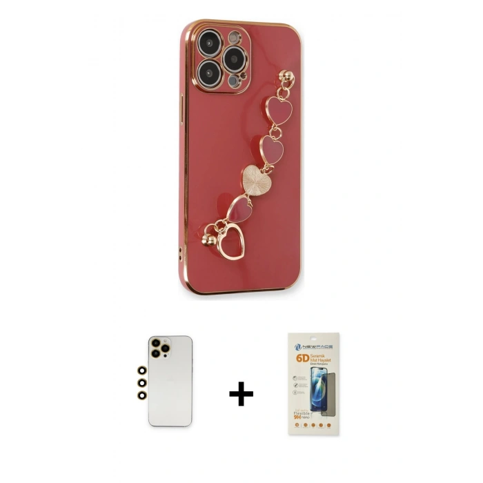 MARSİLYAN™- iPhone 13 Pro Max Kılıf Nova Işık Prime - Siyah 6D Mat Seramik Hayalet Nano Ekran Koruyucu + Shine Kamera Lens - GD