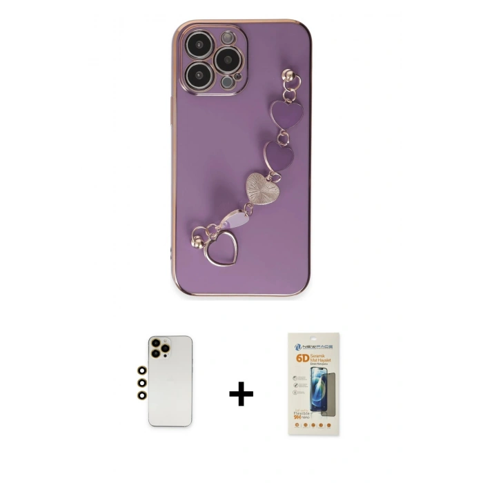 MARSİLYAN™- iPhone 13 Pro Max Kılıf Nova Işık Prime - Siyah 6D Mat Seramik Hayalet Nano Ekran Koruyucu + Shine Kamera Lens - GD