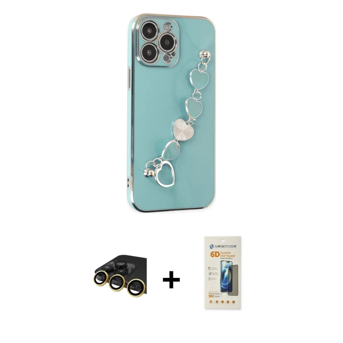 MARSİLYAN™- iPhone 13 Pro Max Kılıf Nova Işık Prime - Siyah 6D Mat Seramik Hayalet Nano Ekran Koruyucu + Raze Metal Kamera Lens - GD