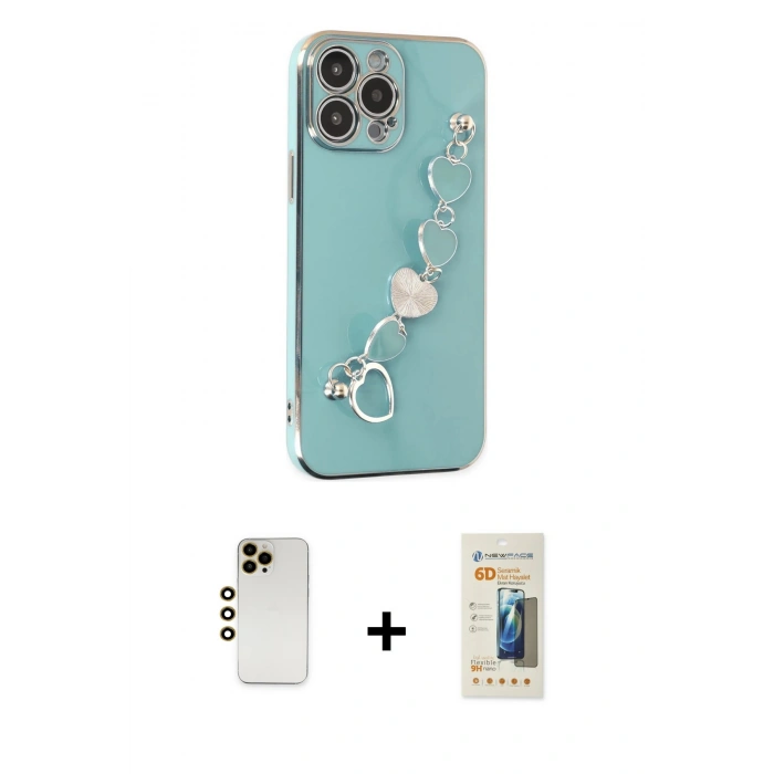 MARSİLYAN™- iPhone 13 Pro Max Kılıf Nova Işık Prime - Siyah 6D Mat Seramik Hayalet Nano Ekran Koruyucu + Shine Kamera Lens - GD