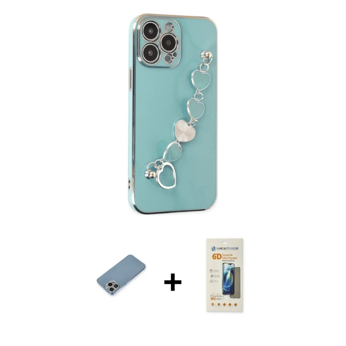 MARSİLYAN™- iPhone 13 Pro Max Kılıf Nova Işık Prime - Siyah 6D Mat Seramik Hayalet Nano Ekran Koruyucu + Shine Kamera Lens Koruma Cam - GI